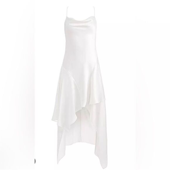 Alice + Olivia NWT EVANA  Asymmetrical Dress In Ecru Size 2 - Picture 4 of 7